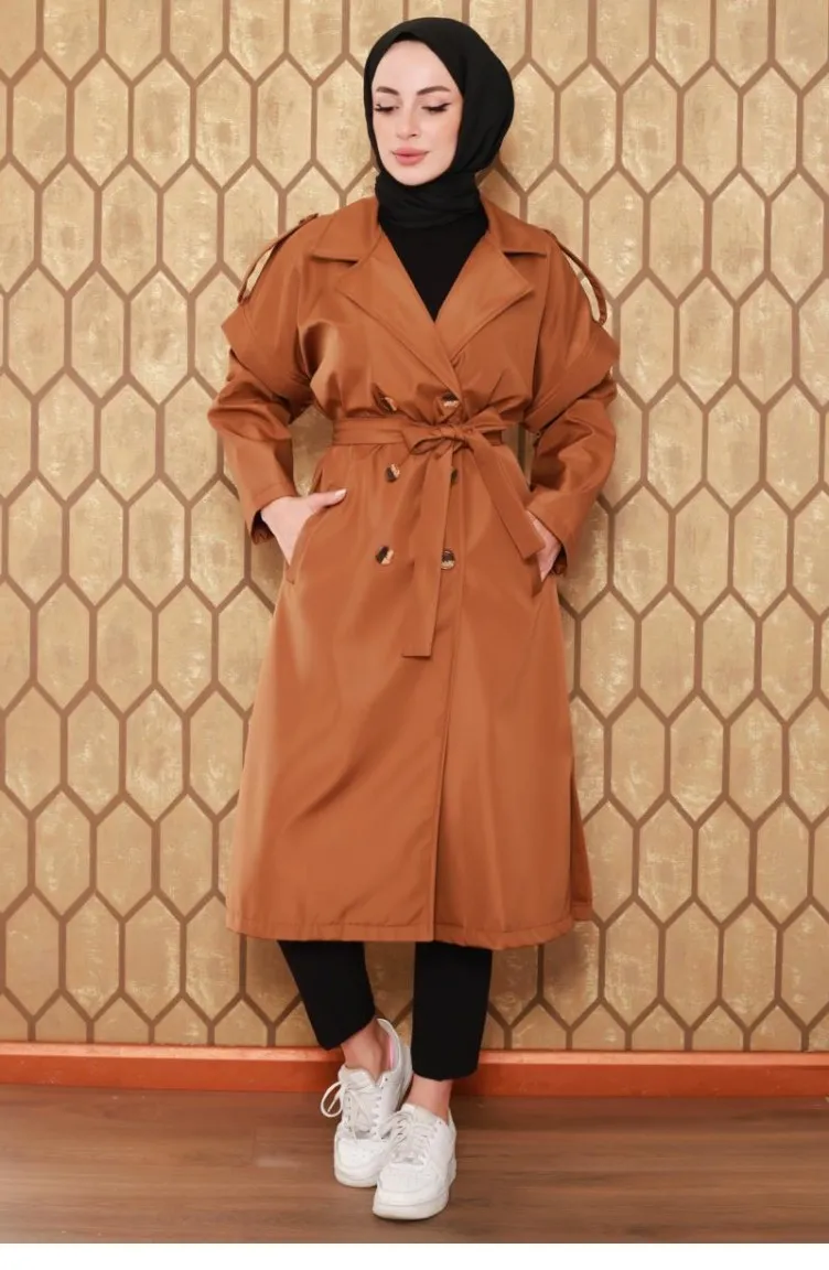 2506Nry Trench-coat à Manches Zippées Marron 6847