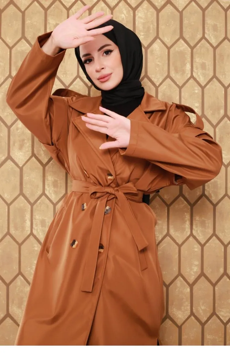 2506Nry Trench-coat à Manches Zippées Marron 6847