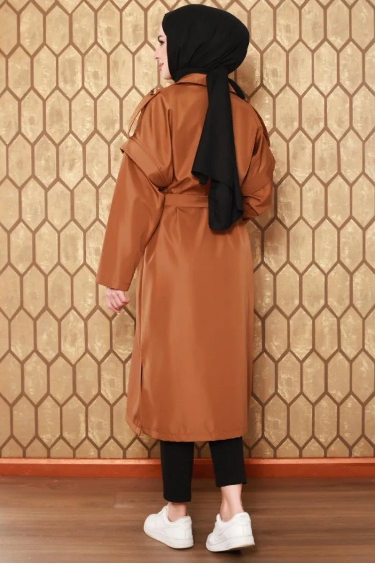 2506Nry Trench-coat à Manches Zippées Marron 6847