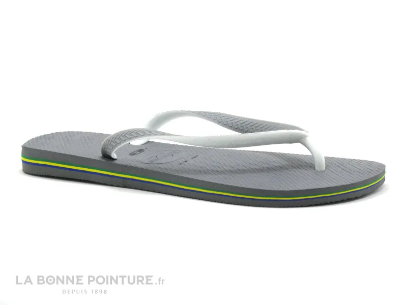 Achat chaussures Havaianas Homme Mule Sabot et Tong, vente Havaianas BRASIL LOGO Steel Grey White - Tong Homme