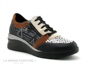 Achat chaussures Inéa Femme Basket, vente Inea PADOU - Velours leopard beige camel - Basket compensee Femme