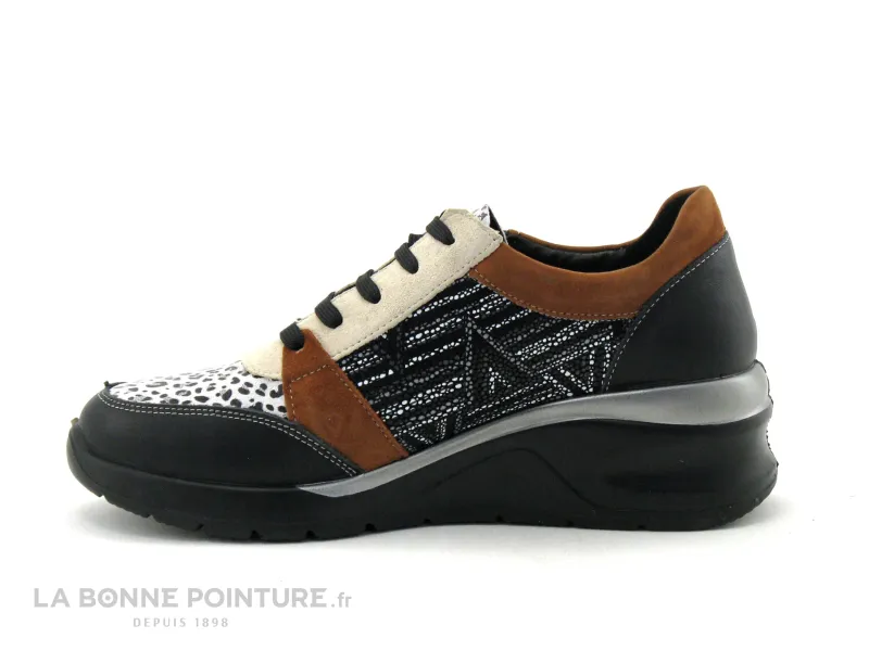 Achat chaussures Inéa Femme Basket, vente Inea PADOU - Velours leopard beige camel - Basket compensee Femme