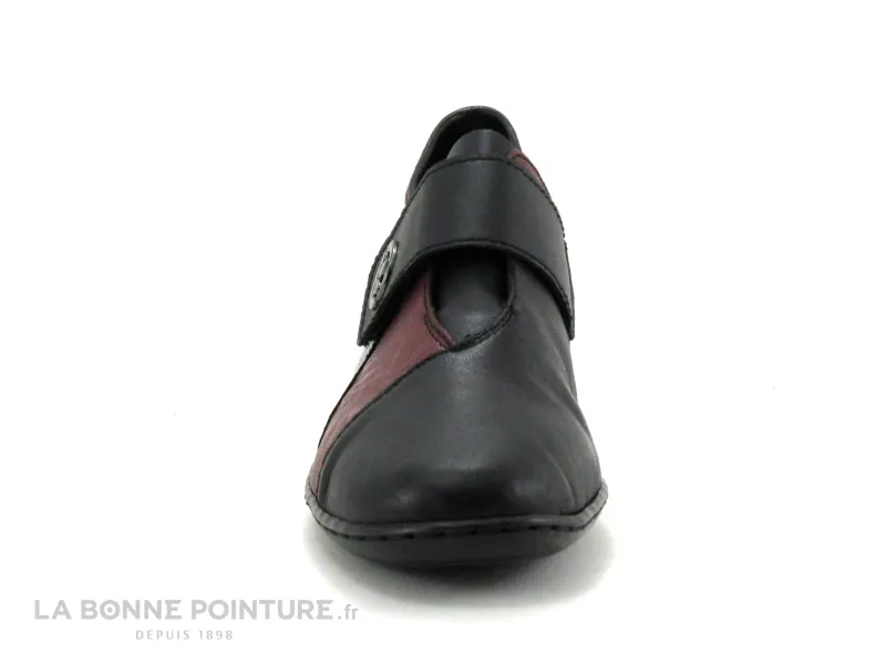 Achat chaussures Rieker Femme Chaussure basse / Derby, vente Rieker 47161-00 - Escarpin avec bride velcro - Noir et bordeaux