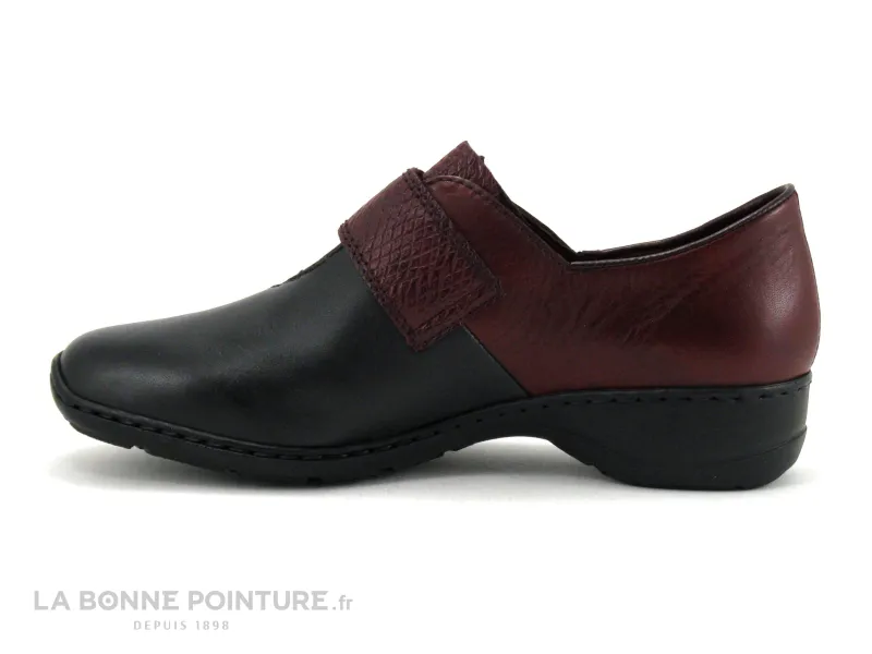 Achat chaussures Rieker Femme Chaussure basse / Derby, vente Rieker 58354-01 Noir Bordeaux - Chaussure Femme velcro