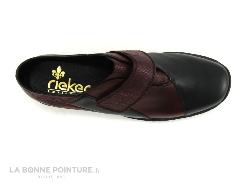 Achat chaussures Rieker Femme Chaussure basse / Derby, vente Rieker 58354-01 Noir Bordeaux - Chaussure Femme velcro