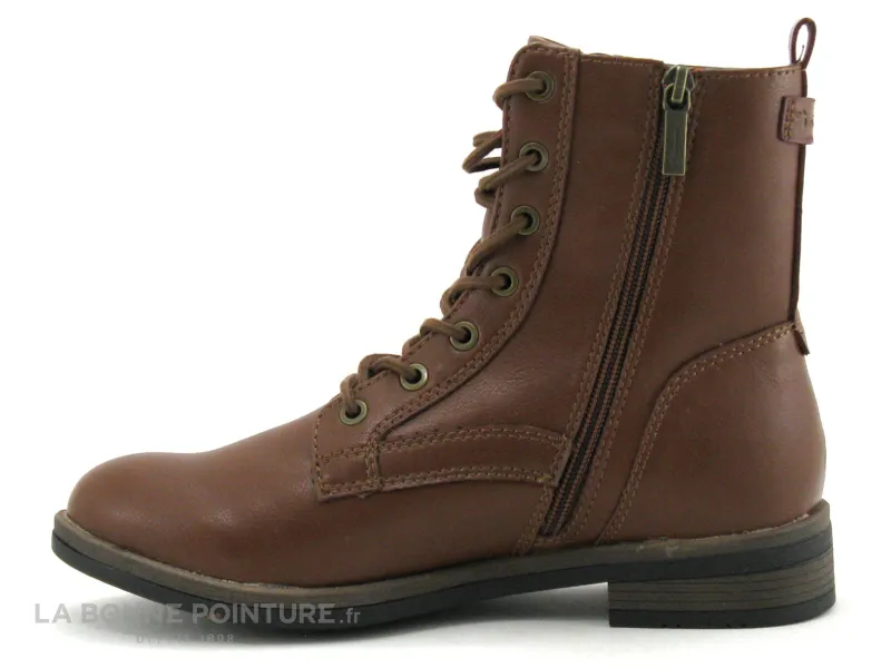 Achat chaussures Tamaris Femme Boots, vente Tamaris 1-25107-29 Cognac - Bottine Femme a lacet et zip - marron