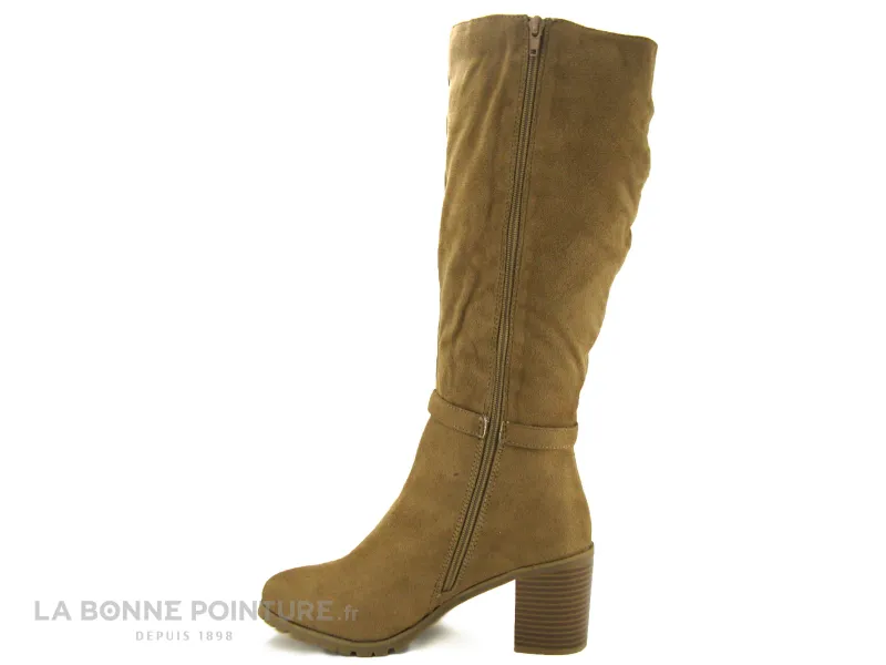 Achat chaussures The Divine Factory Femme Botte, vente The Divine Factory QL4722 Beige - Botte Femme - Talon bloc