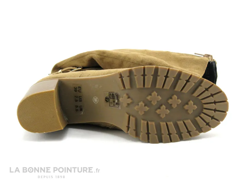 Achat chaussures The Divine Factory Femme Botte, vente The Divine Factory QL4722 Beige - Botte Femme - Talon bloc