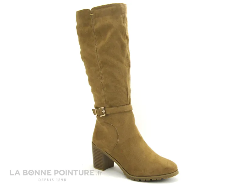 Achat chaussures The Divine Factory Femme Botte, vente The Divine Factory QL4722 Beige - Botte Femme - Talon bloc