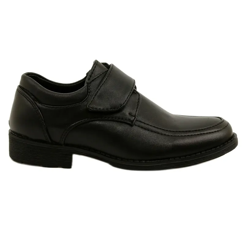 American Club Chaussures de communion garçon avec velcro KOM37/22 le noir