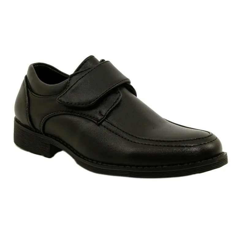 American Club Chaussures de communion garçon avec velcro KOM37/22 le noir