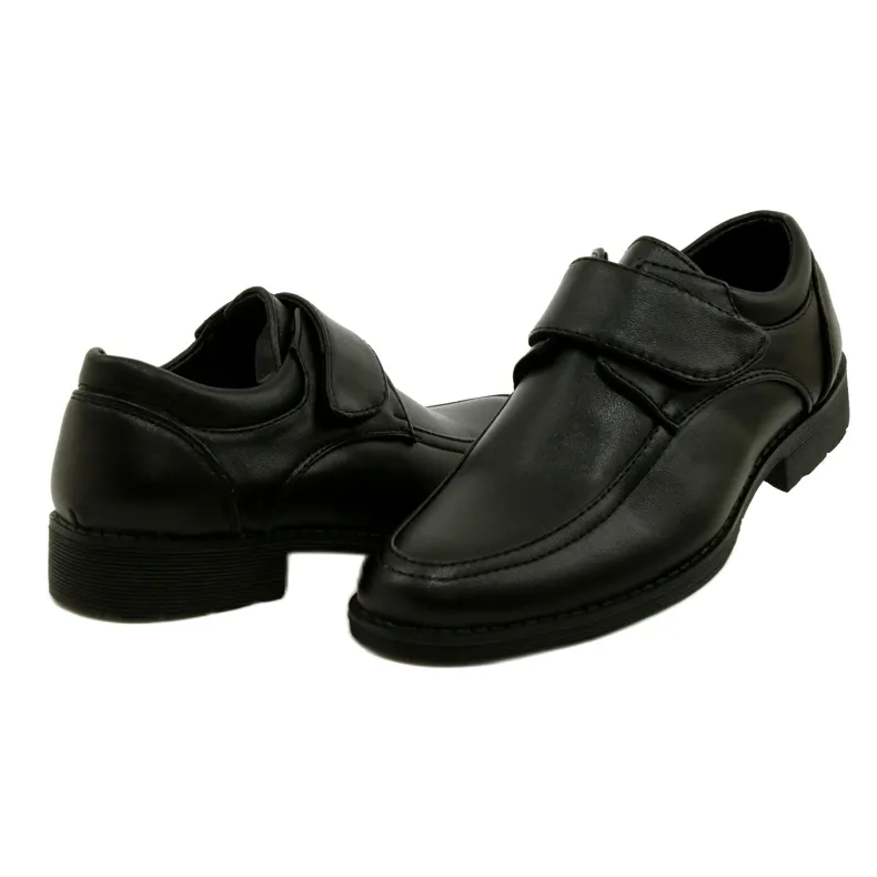 American Club Chaussures de communion garçon avec velcro KOM37/22 le noir