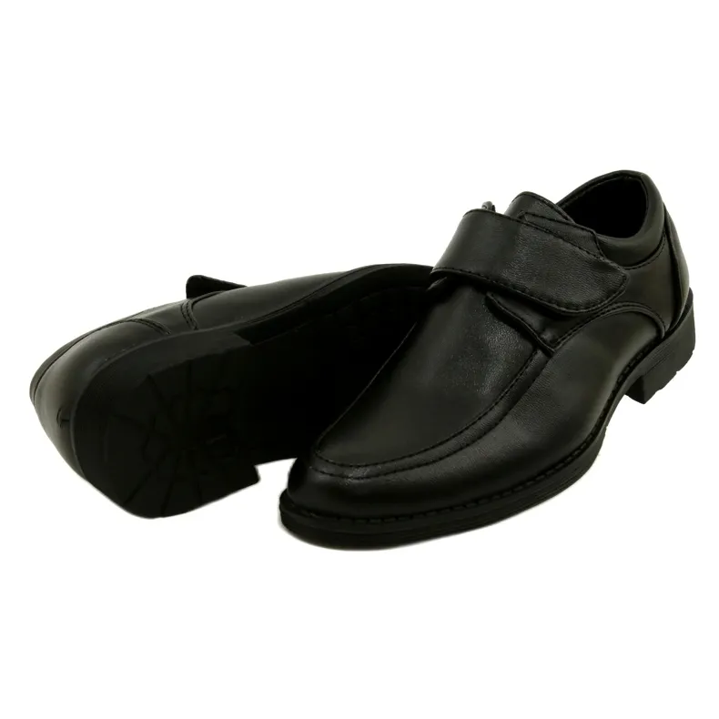 American Club Chaussures de communion garçon avec velcro KOM37/22 le noir