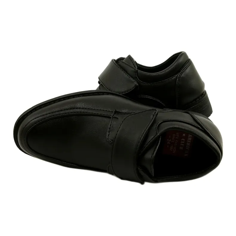 American Club Chaussures de communion garçon avec velcro KOM37/22 le noir