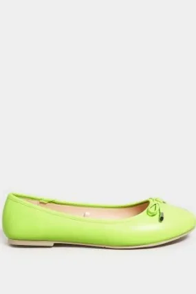 Ballerines Vertes Citron Noeud Pieds Larges E & Extra Larges EEE