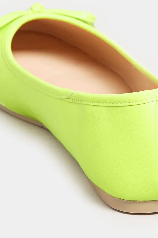 Ballerines Vertes Citron Noeud Pieds Larges E & Extra Larges EEE