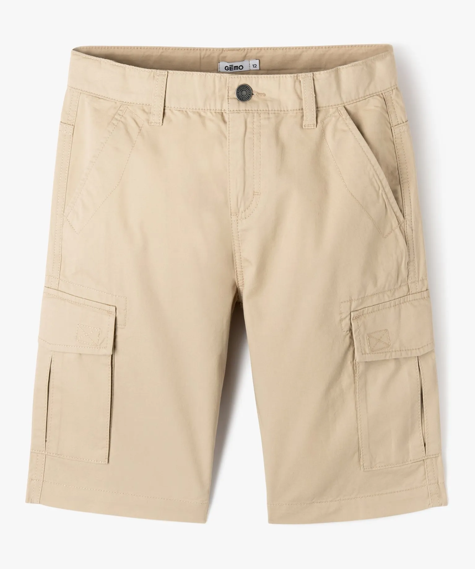 bermuda cargo en twill uni coupe regular garcon beige shorts bermudas et pantacourts