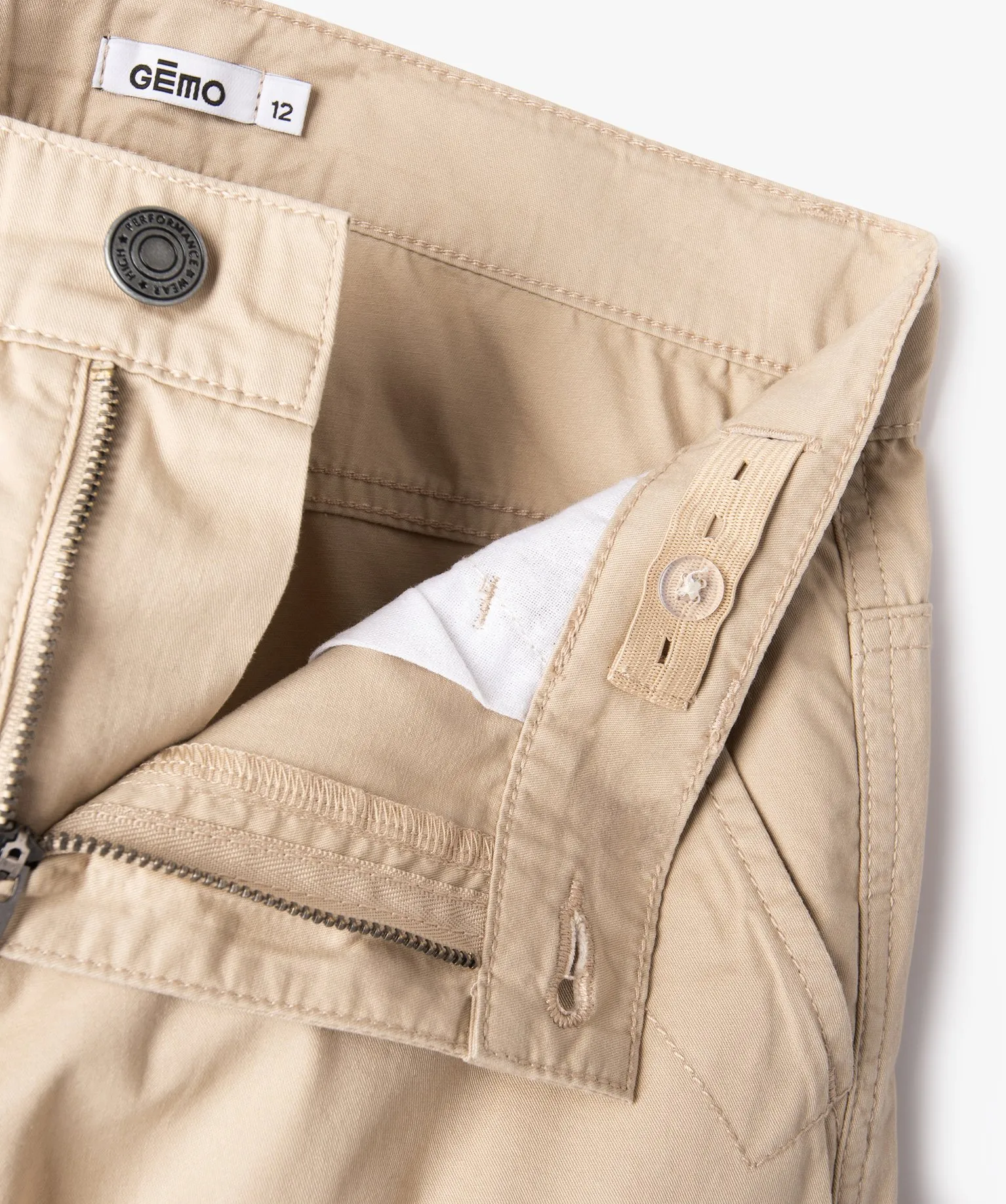 bermuda cargo en twill uni coupe regular garcon beige shorts bermudas et pantacourts