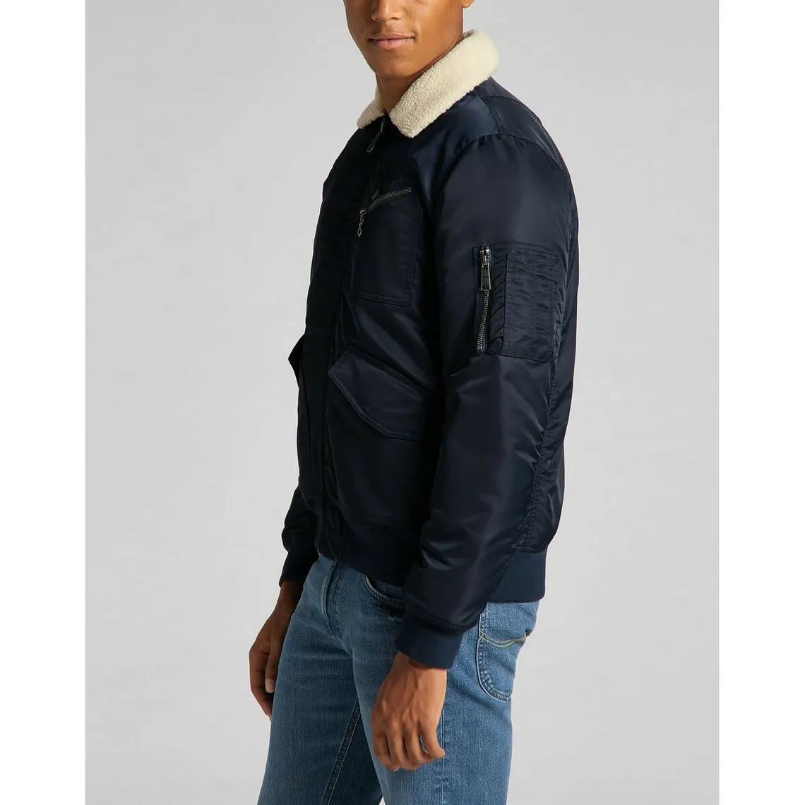 Blouson Homme Flight Jacket bleu foncé en nylon Lee - Manteau / Blouson Homme sur MenCorner