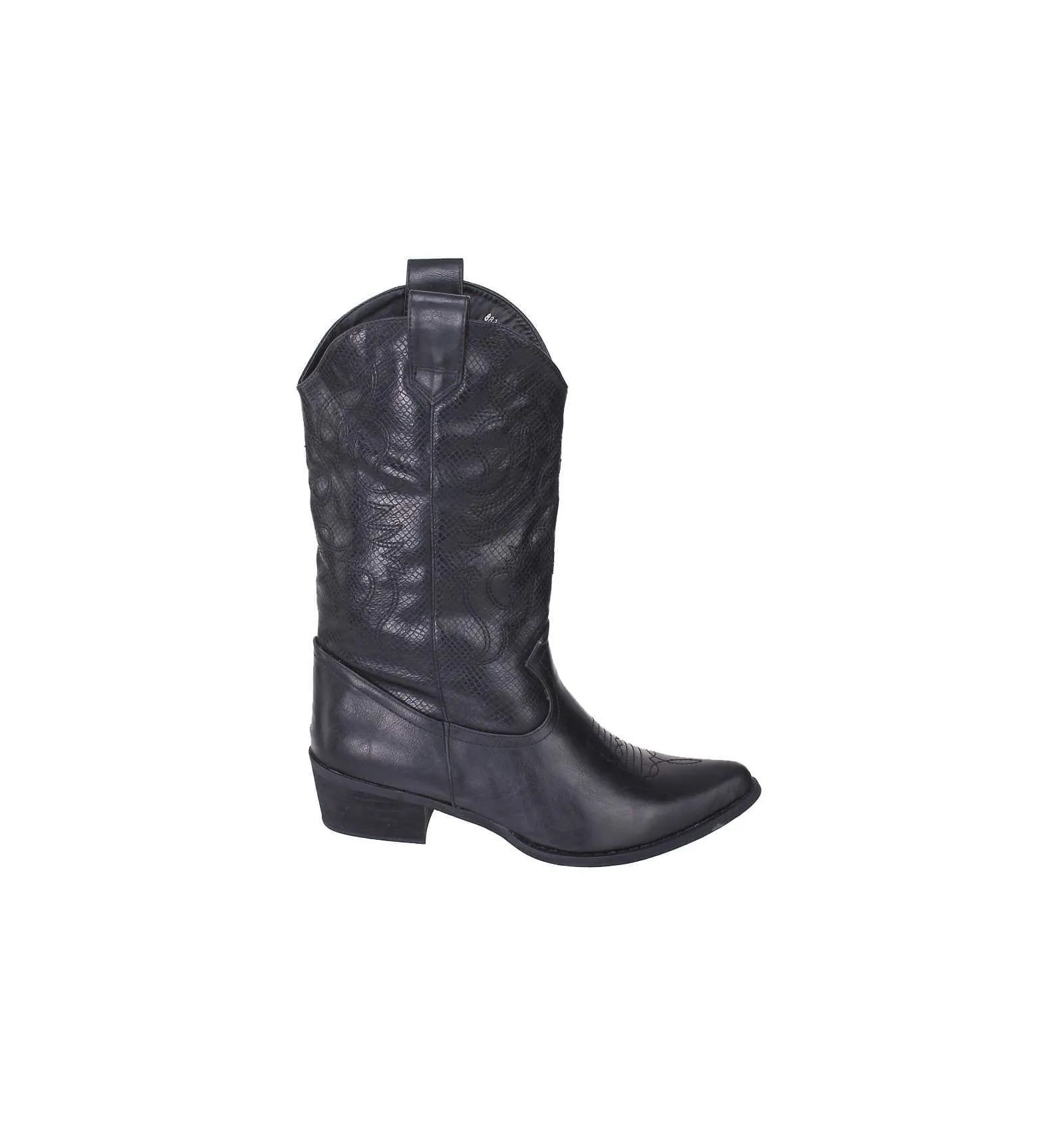 Botte  femme simili cuir d'excellente serpent motif brodé noir WESTERN