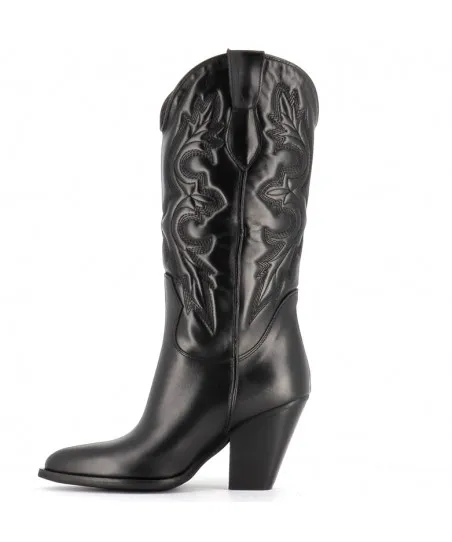 BOTTE SANTIAG TEX CUIR NOIR