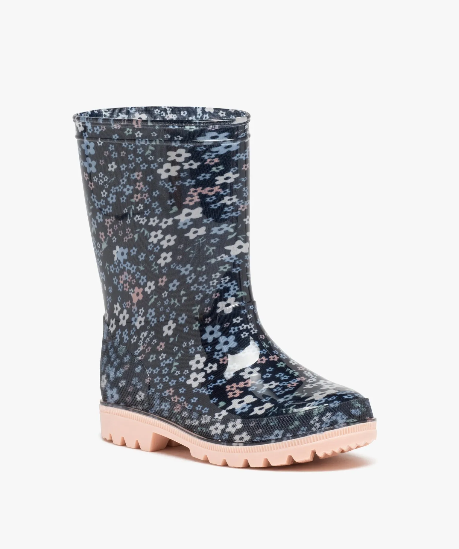 bottes de pluie fille avec imprime a fleurs bleu bottes de pluies