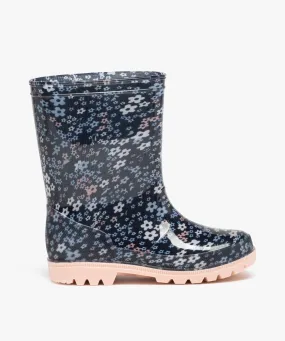 bottes de pluie fille avec imprime a fleurs bleu bottes de pluies