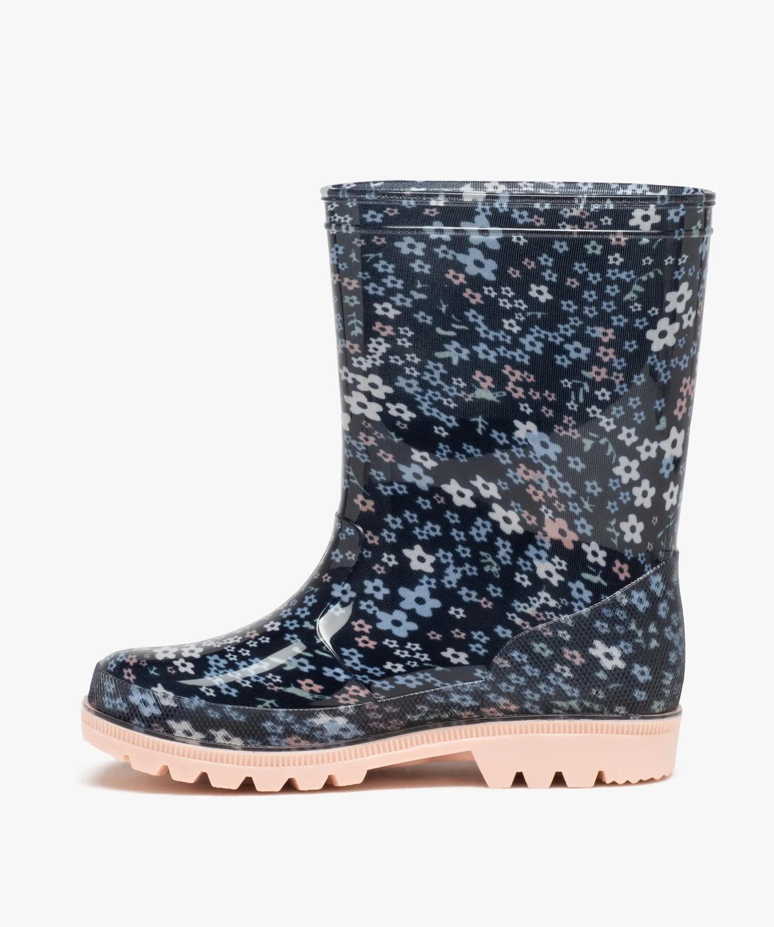 bottes de pluie fille avec imprime a fleurs bleu bottes de pluies