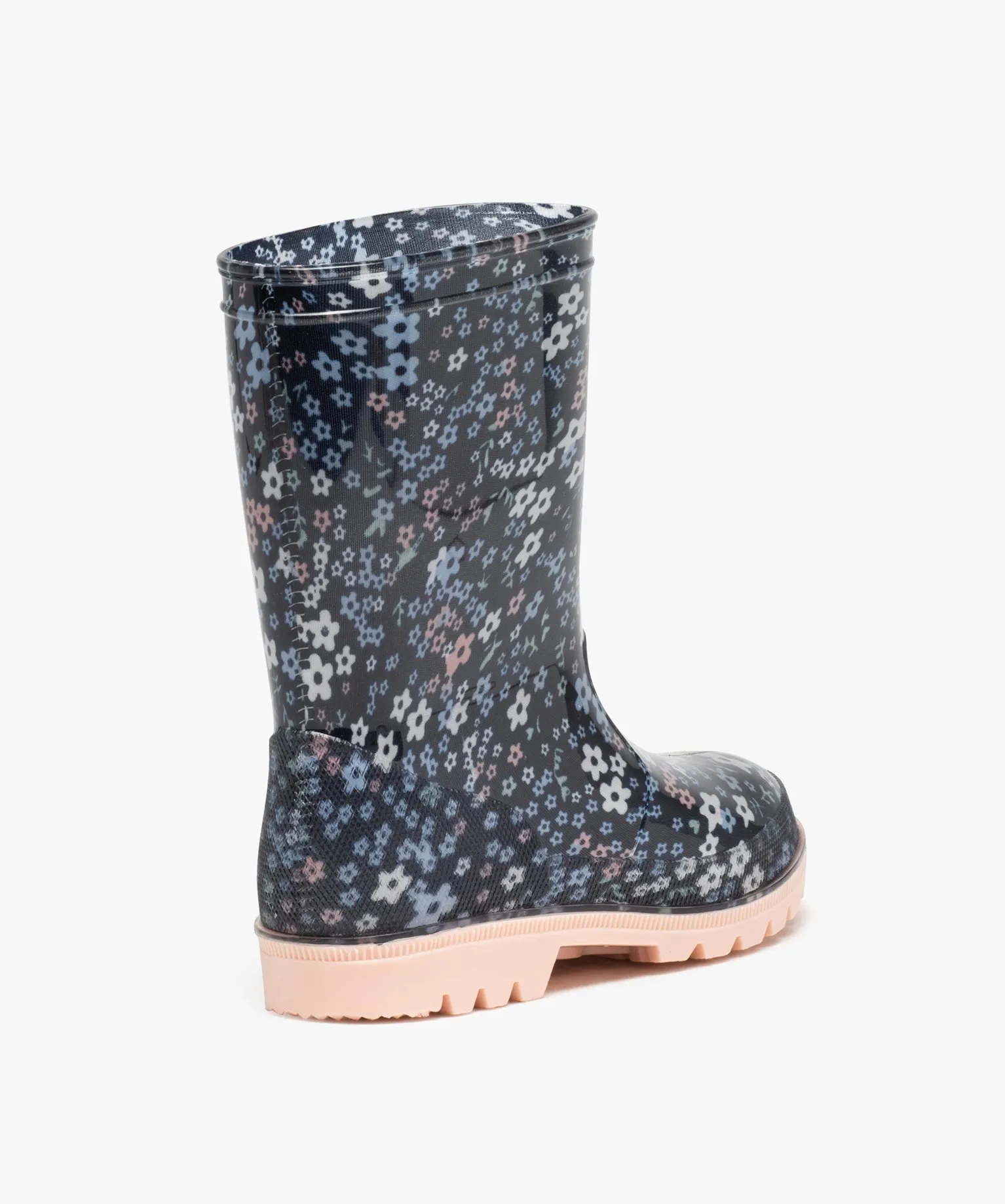 bottes de pluie fille avec imprime a fleurs bleu bottes de pluies