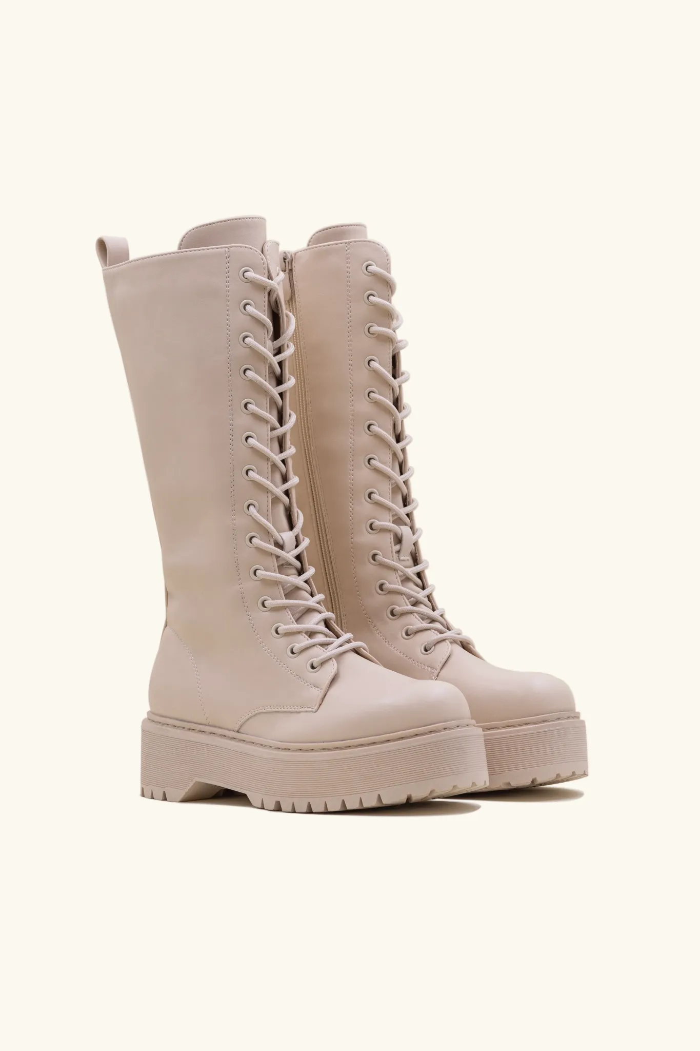 Bottes rangers hautes beige