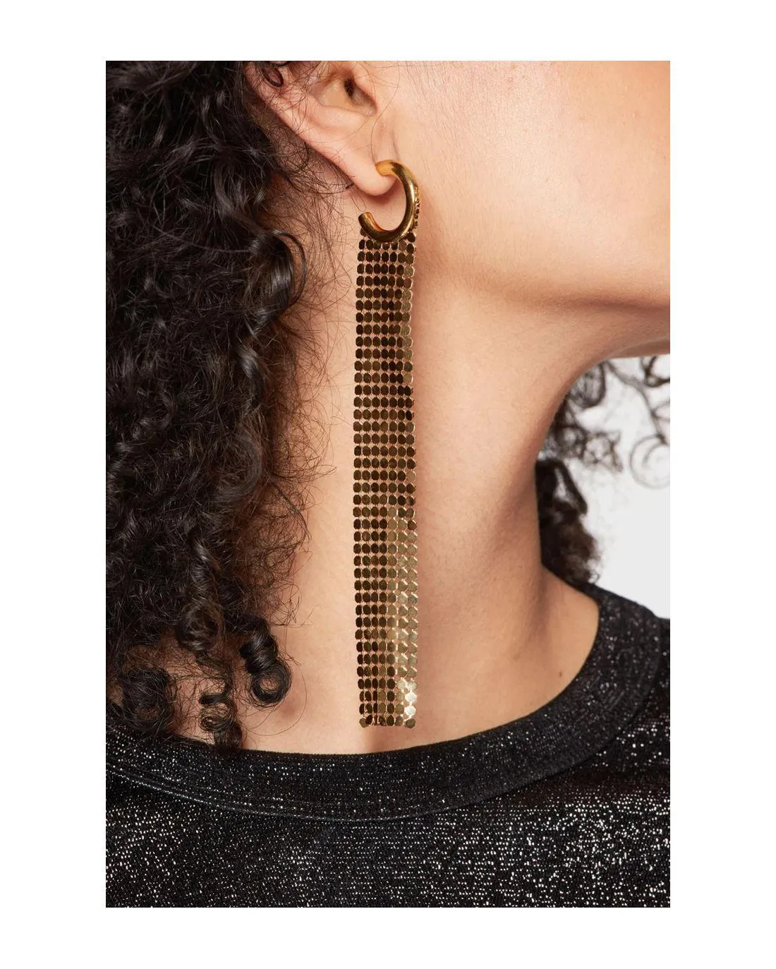 BOUCLES D'OREILLES PIXEL LONG HOOP CREOLE GOLD - Paco Rabanne | Chez Maman Rouen