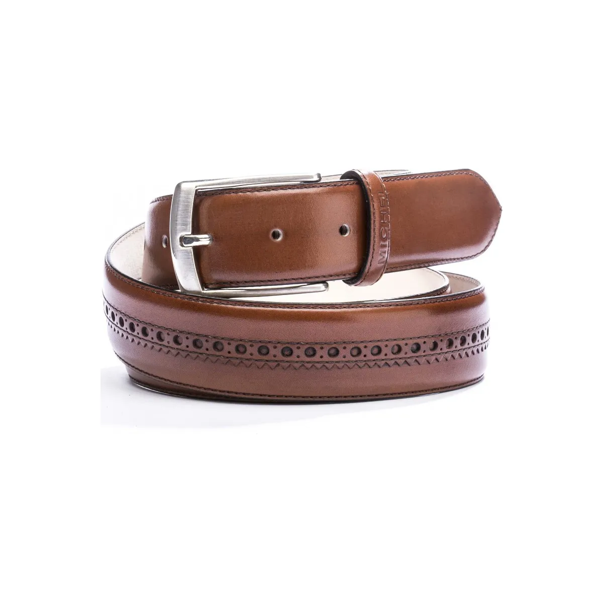 Ceinture en cuir poinçonnée - Marron