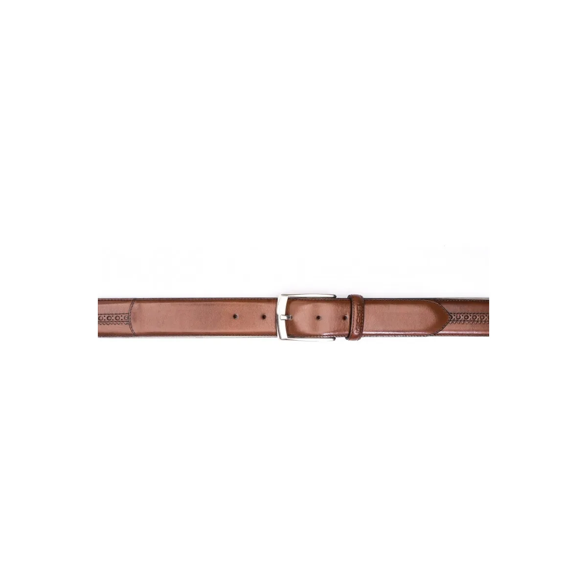 Ceinture en cuir poinçonnée - Marron