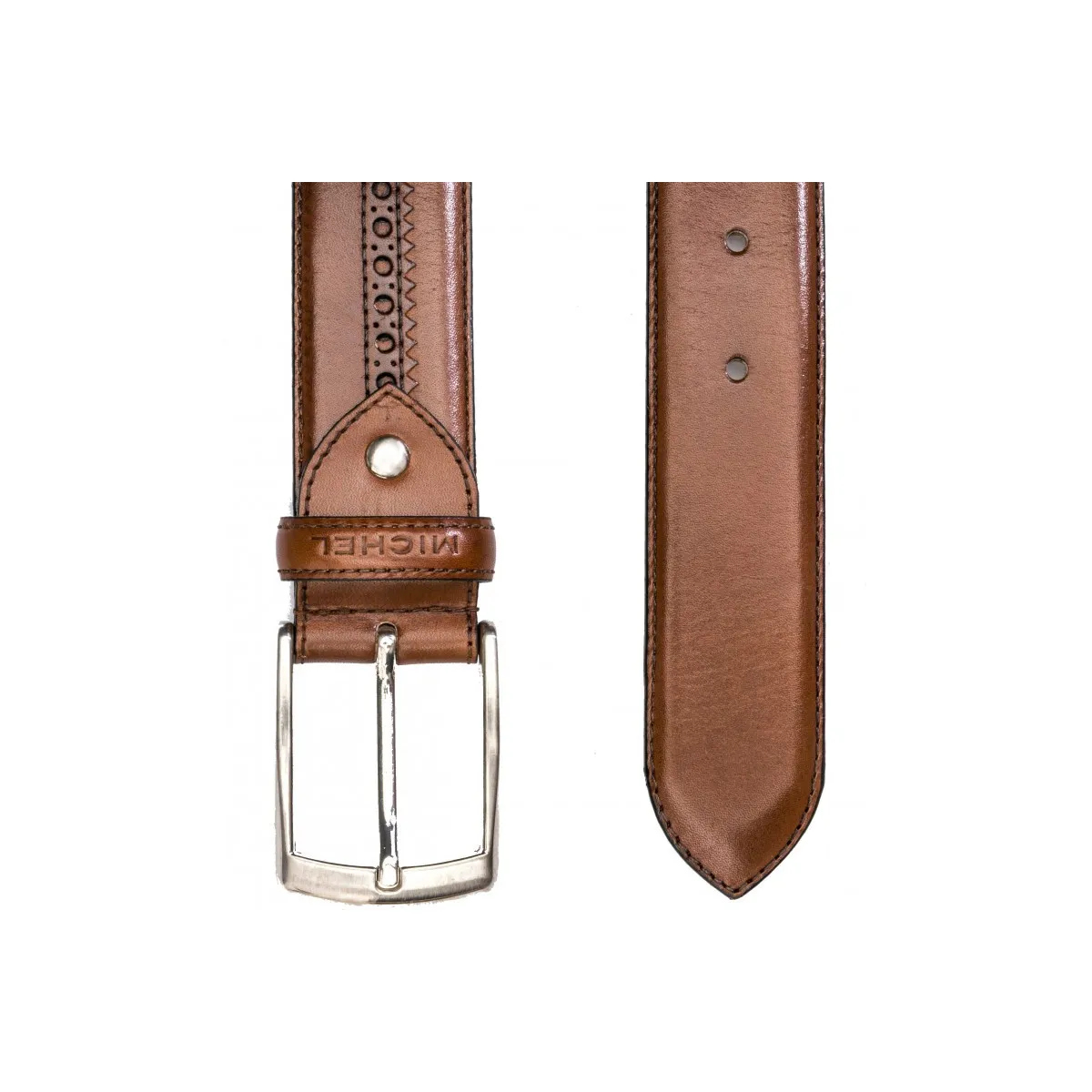 Ceinture en cuir poinçonnée - Marron