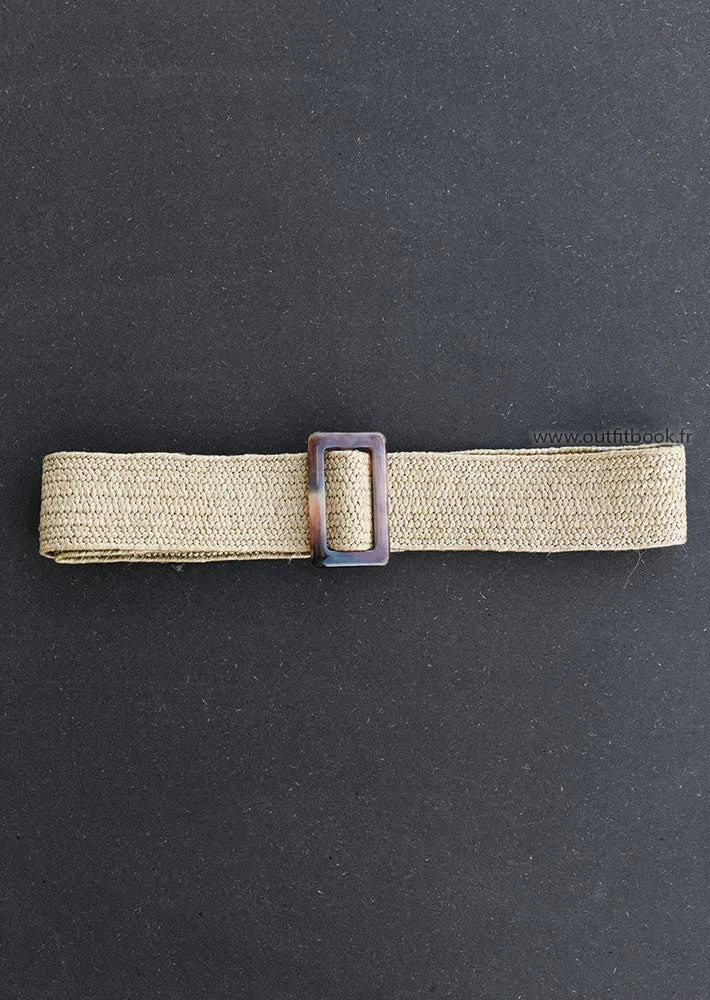 Ceinture tressée taupe à boucle effet écaille