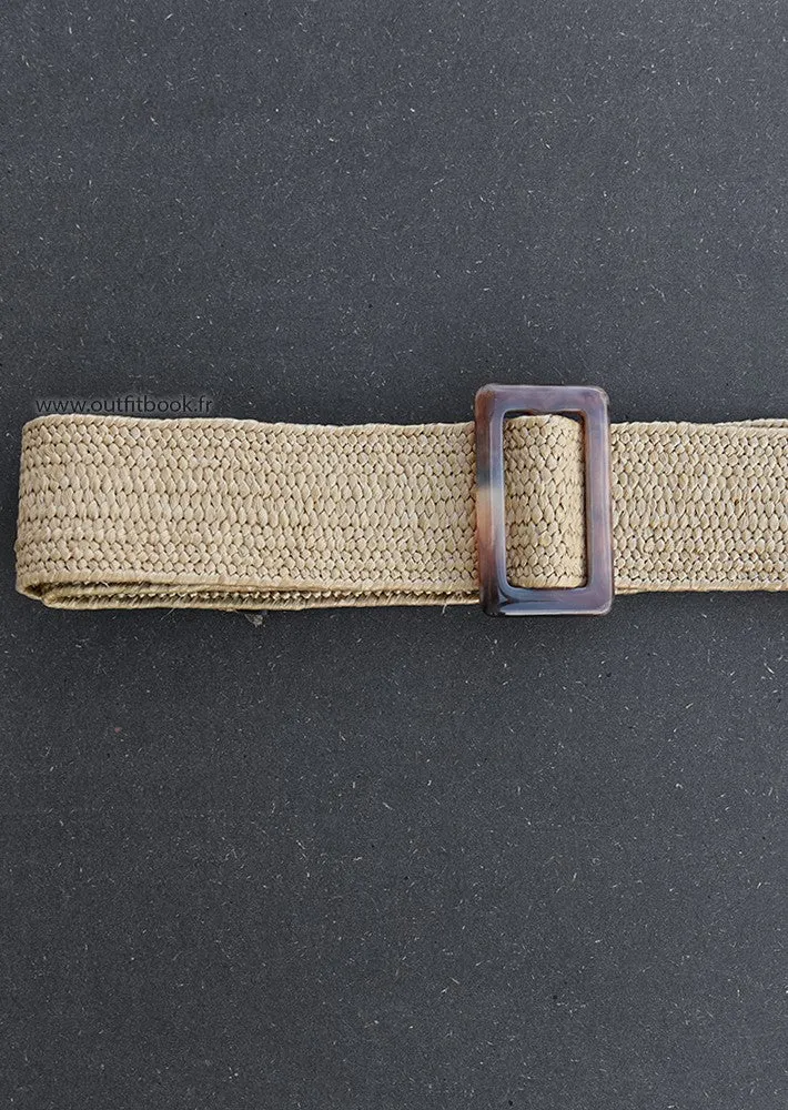 Ceinture tressée taupe à boucle effet écaille