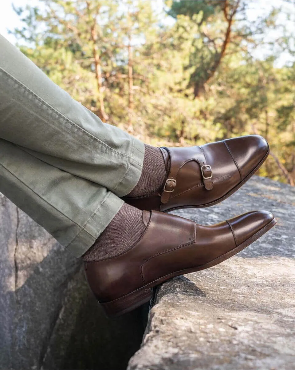 Chaussures double boucle homme| Cuir marron | In Corio