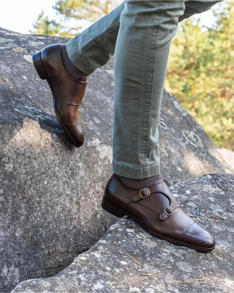 Chaussures double boucle homme| Cuir marron | In Corio