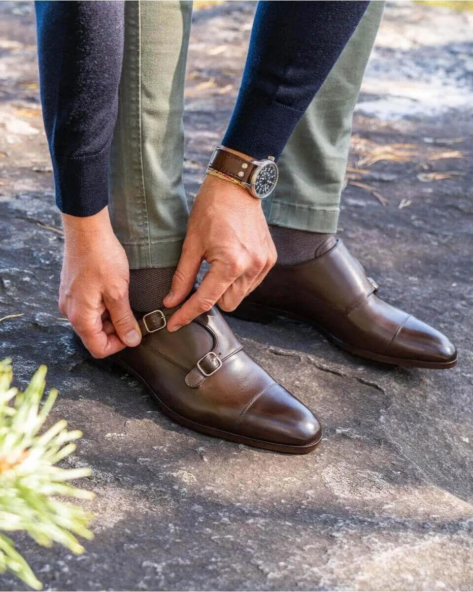 Chaussures double boucle homme| Cuir marron | In Corio