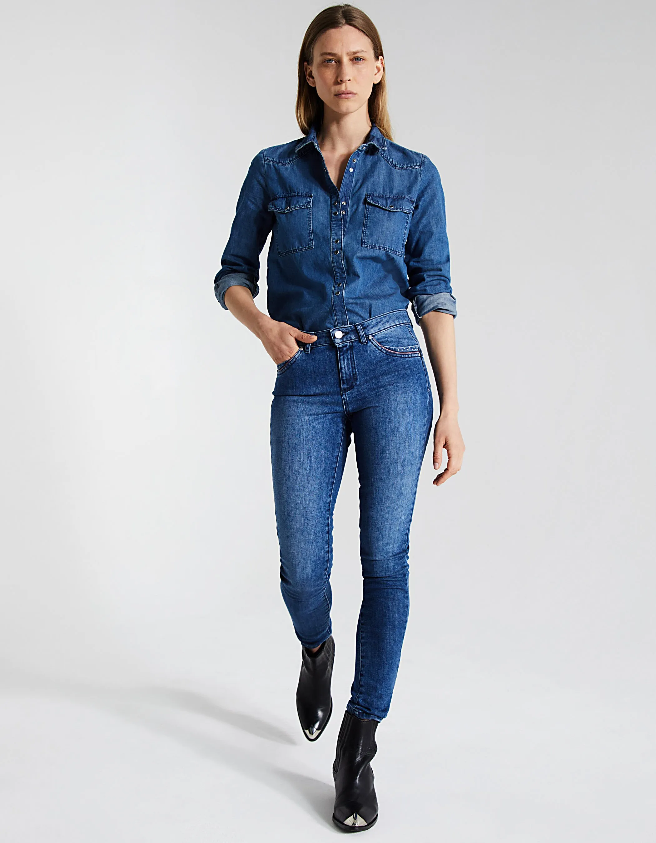 Chemise en jean bleu femme