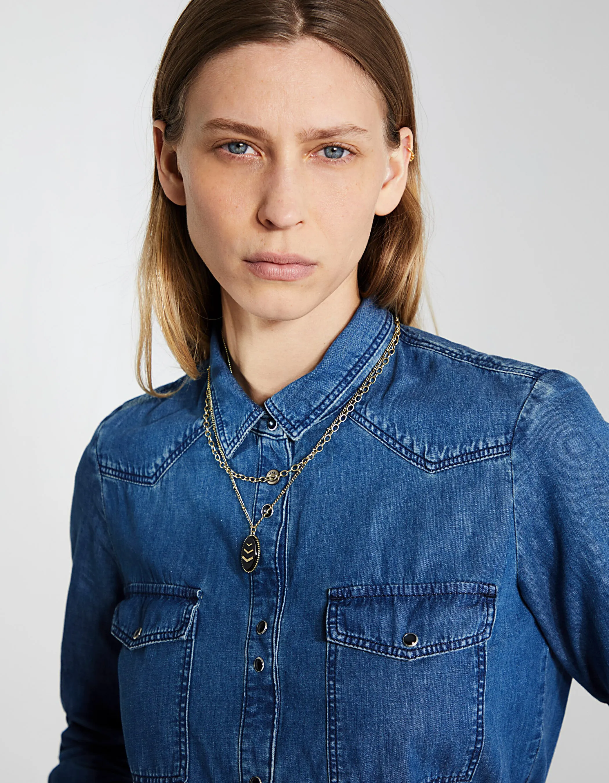 Chemise en jean bleu femme