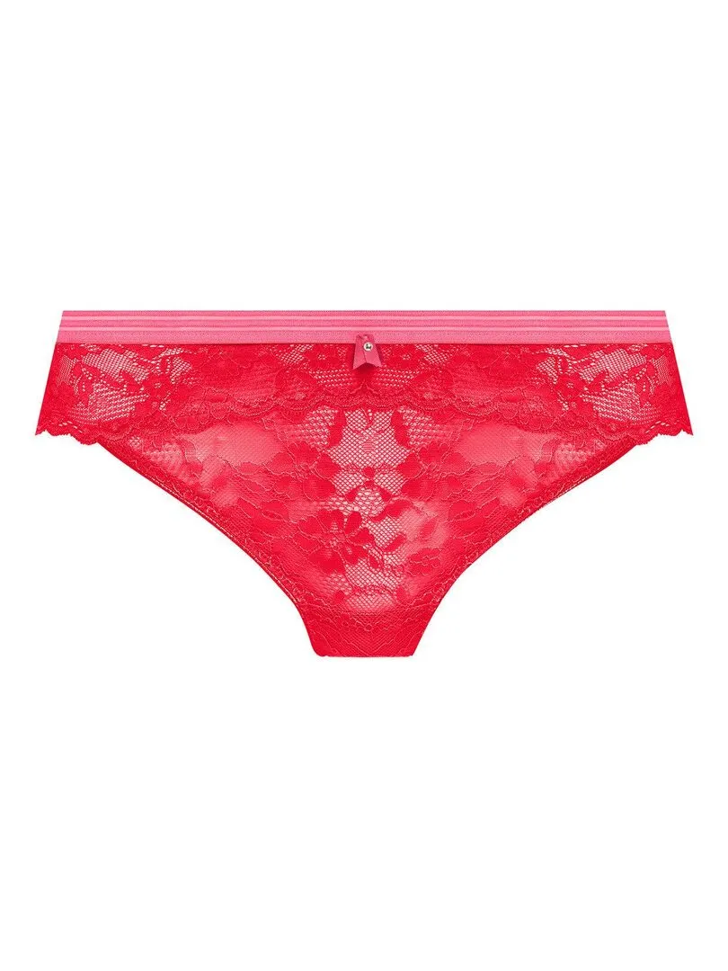 Culotte en dentelle ceinture contrastée Offbeat - Rouge