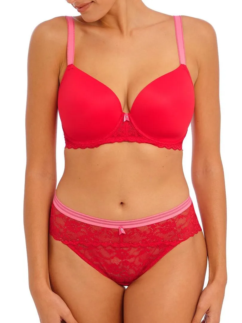 Culotte en dentelle ceinture contrastée Offbeat - Rouge