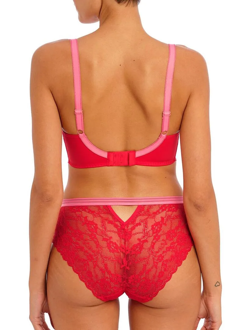 Culotte en dentelle ceinture contrastée Offbeat - Rouge