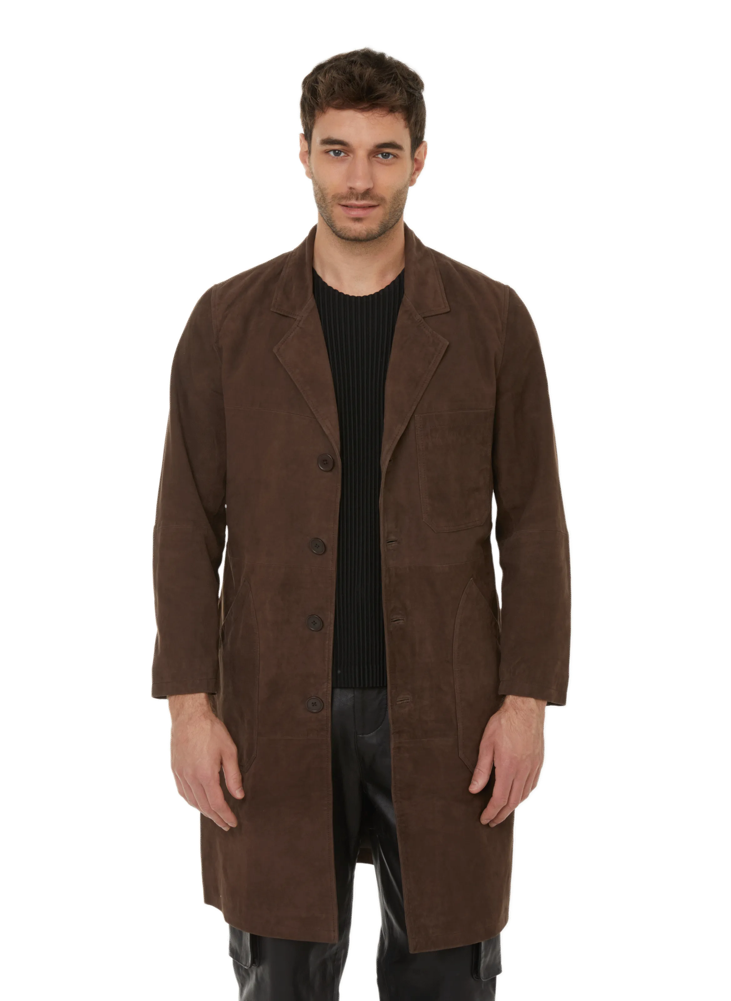 DEADWOOD  Veste longue en cuir - Marron