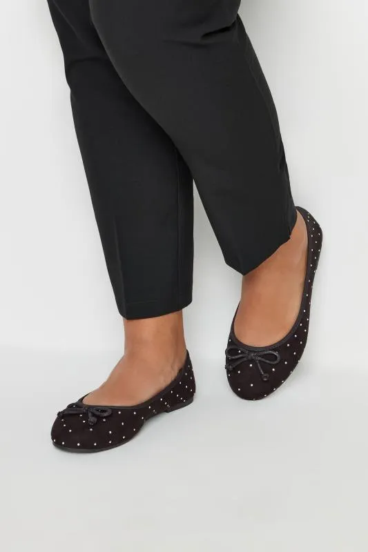 Diamante Detail Ballet Pumps In Extra Wide EEE Fit