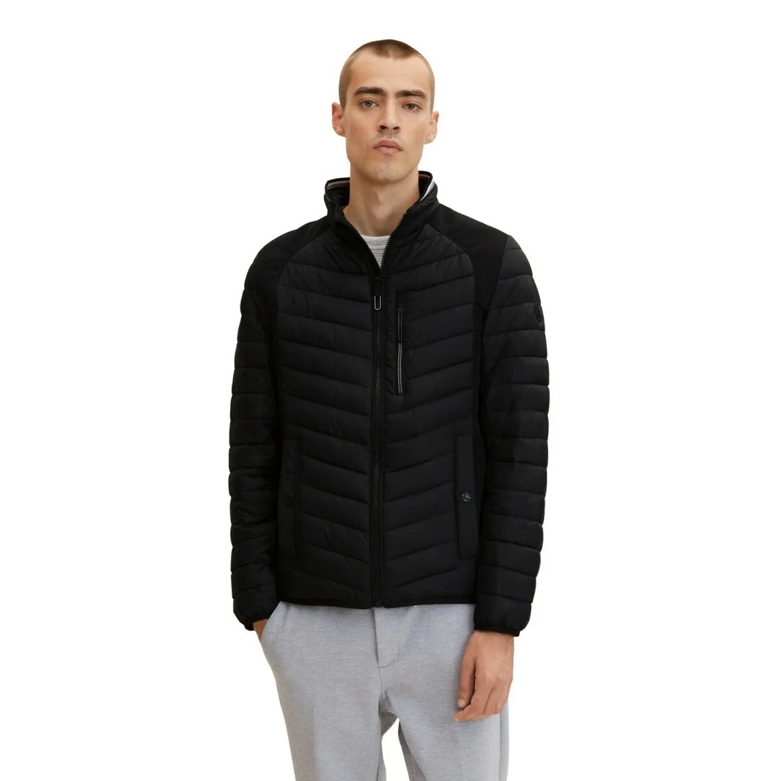 Doudoune matelassée zippée noir Tom Tailor - Manteau / Blouson Homme sur MenCorner