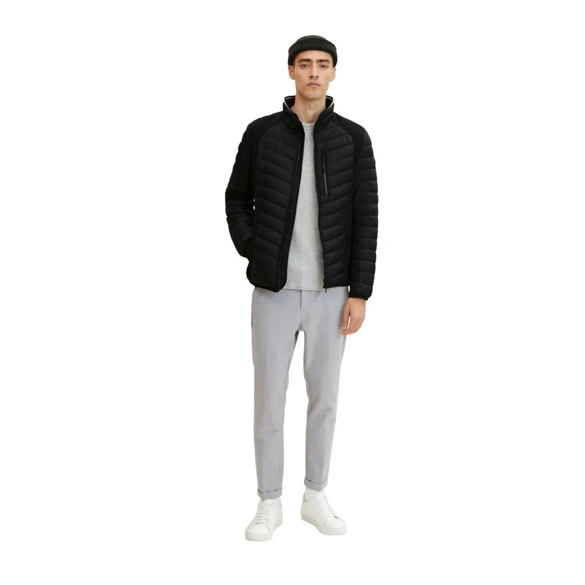 Doudoune matelassée zippée noir Tom Tailor - Manteau / Blouson Homme sur MenCorner