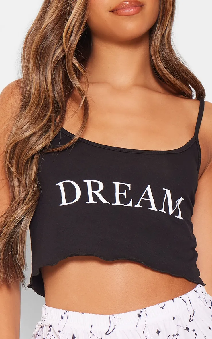 Ensemble de pyjama noir à short imprimé constellations et débardeur à slogan Dream