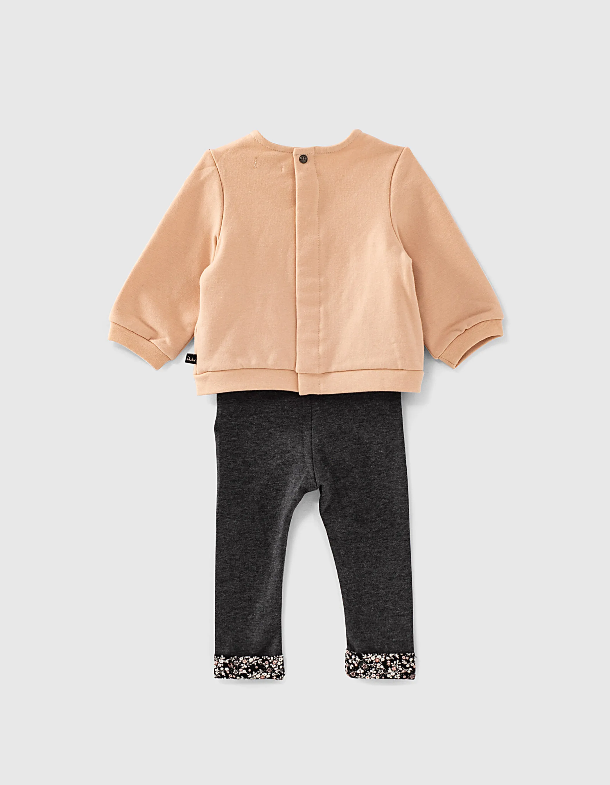 Ensemble sweat rose poudré et leggings gris bébé fille